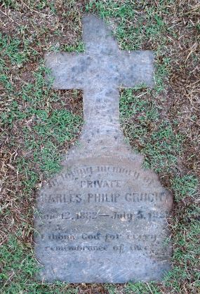The original grave marker for Charles Philip Gruchy