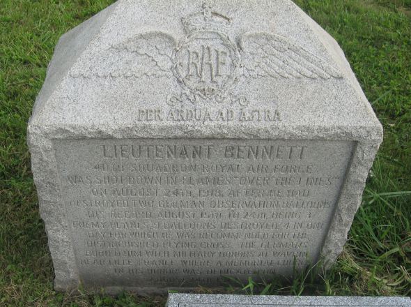 The reverse of Louis Bennett's gravestone